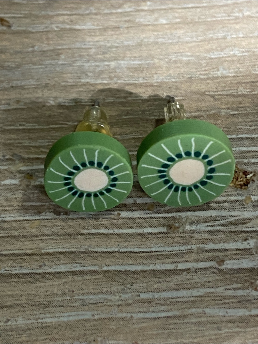 Little Green Kiwis Round Stud Earrings